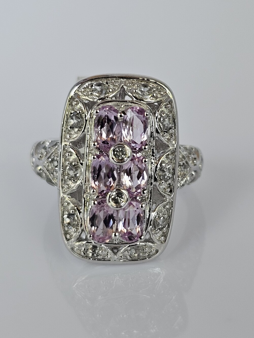Rare Victoria Wieck Pink Tourmaline & Absolute Diamond Simulants Size 8